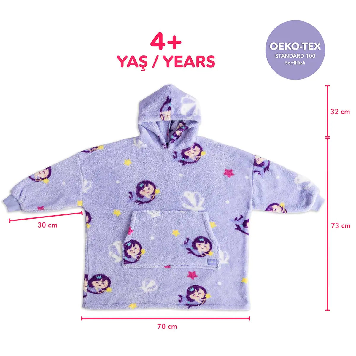 Milk&Moo Little Mermaid Wearable Blanket Hoodie Kid Boys Girls Purple - # BAGE41210017