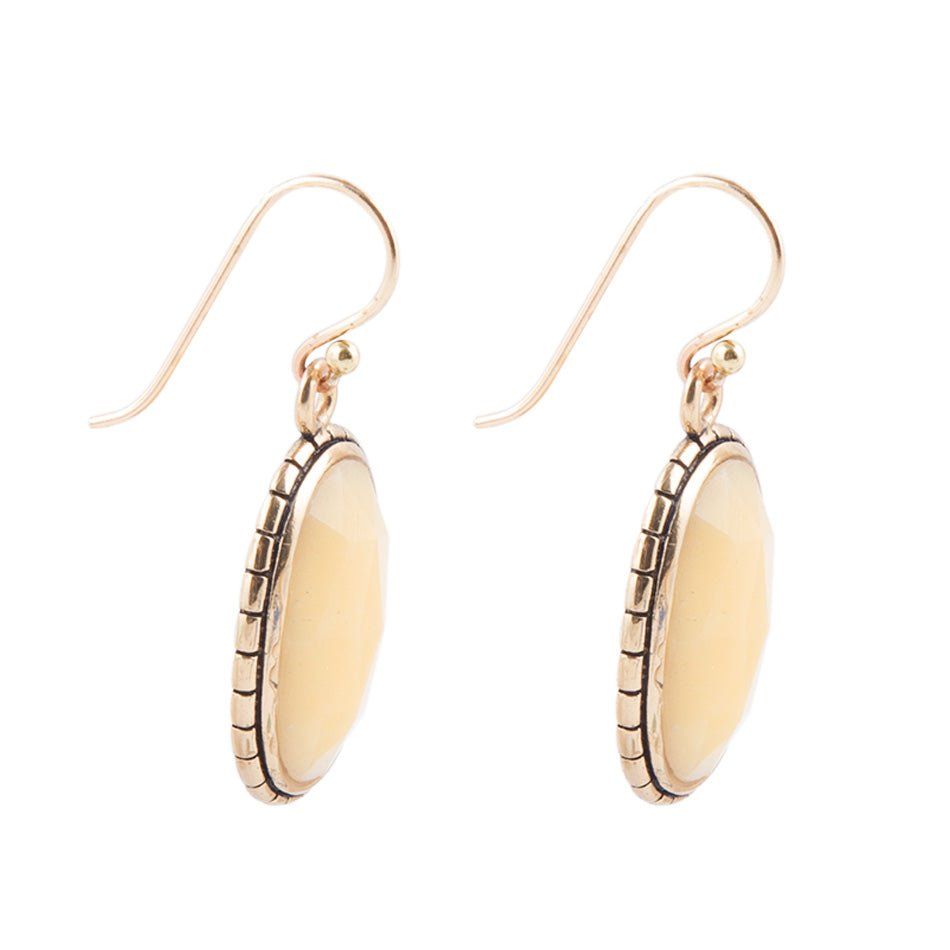 Yellow Agate Faceted Oval Earring