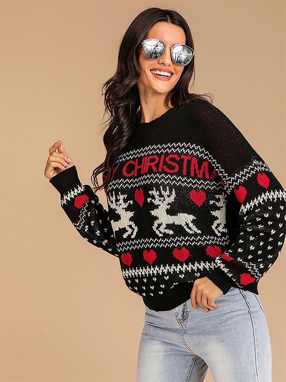 Cozy Reindeer Jacquard Christmas Ugly Sweater | NCS