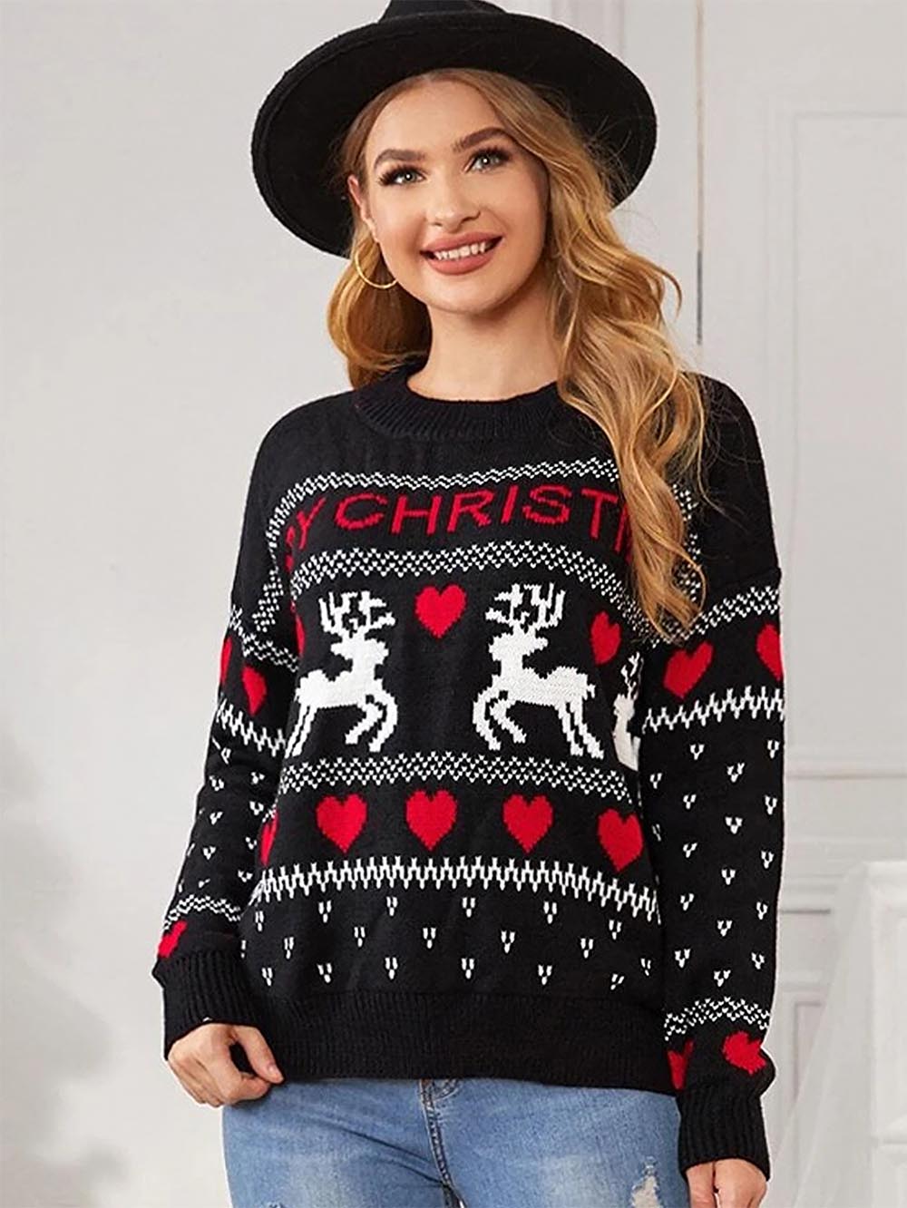Cozy Reindeer Jacquard Christmas Ugly Sweater | NCS
