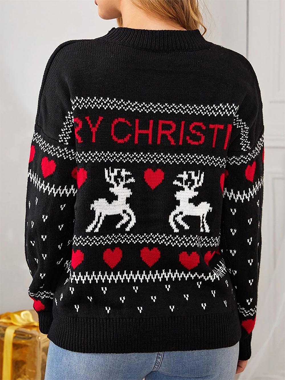 Cozy Reindeer Jacquard Christmas Ugly Sweater | NCS