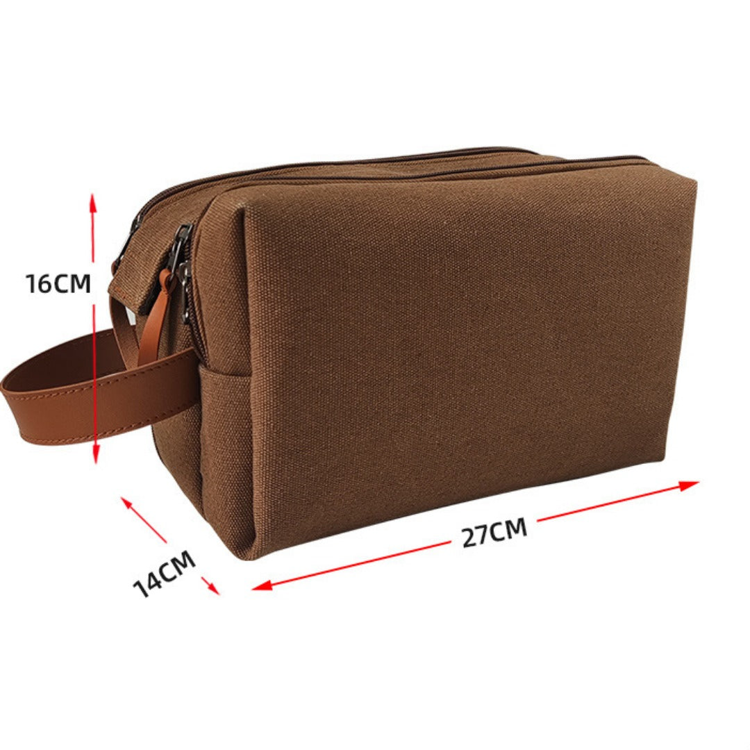 Large Capacity Men's Canvas Wash Bag – Durable Razor Storage & Cosmetic Bag with Ample Space for Travel Essentials