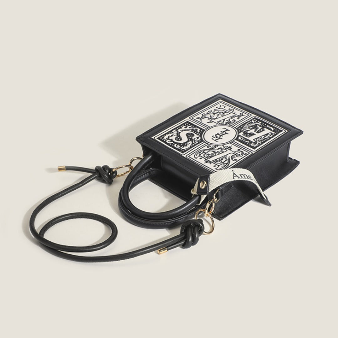 Embroidery small square bag crossbody, versatile casual shoulder bag, Crossbody tote bag small