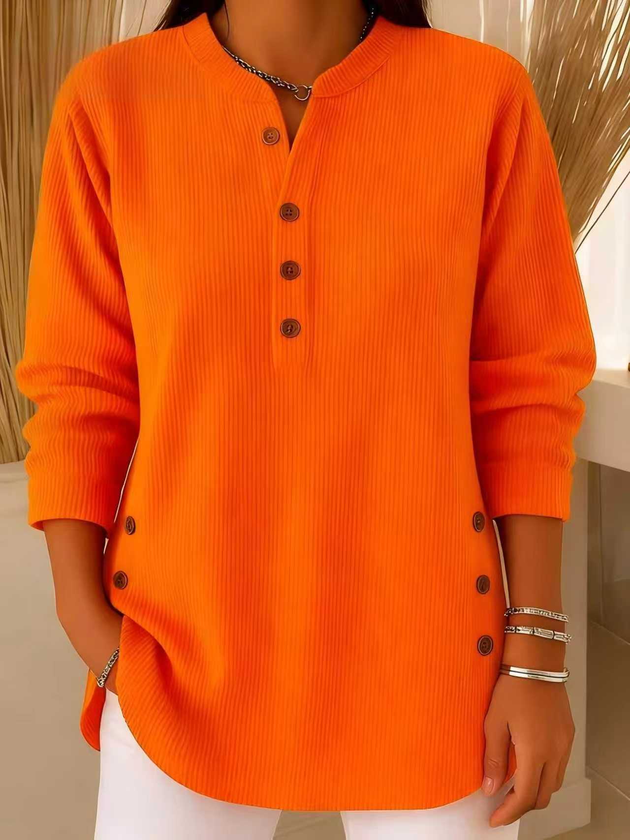 Corduroy Long Sleeve V-Neck Shirt