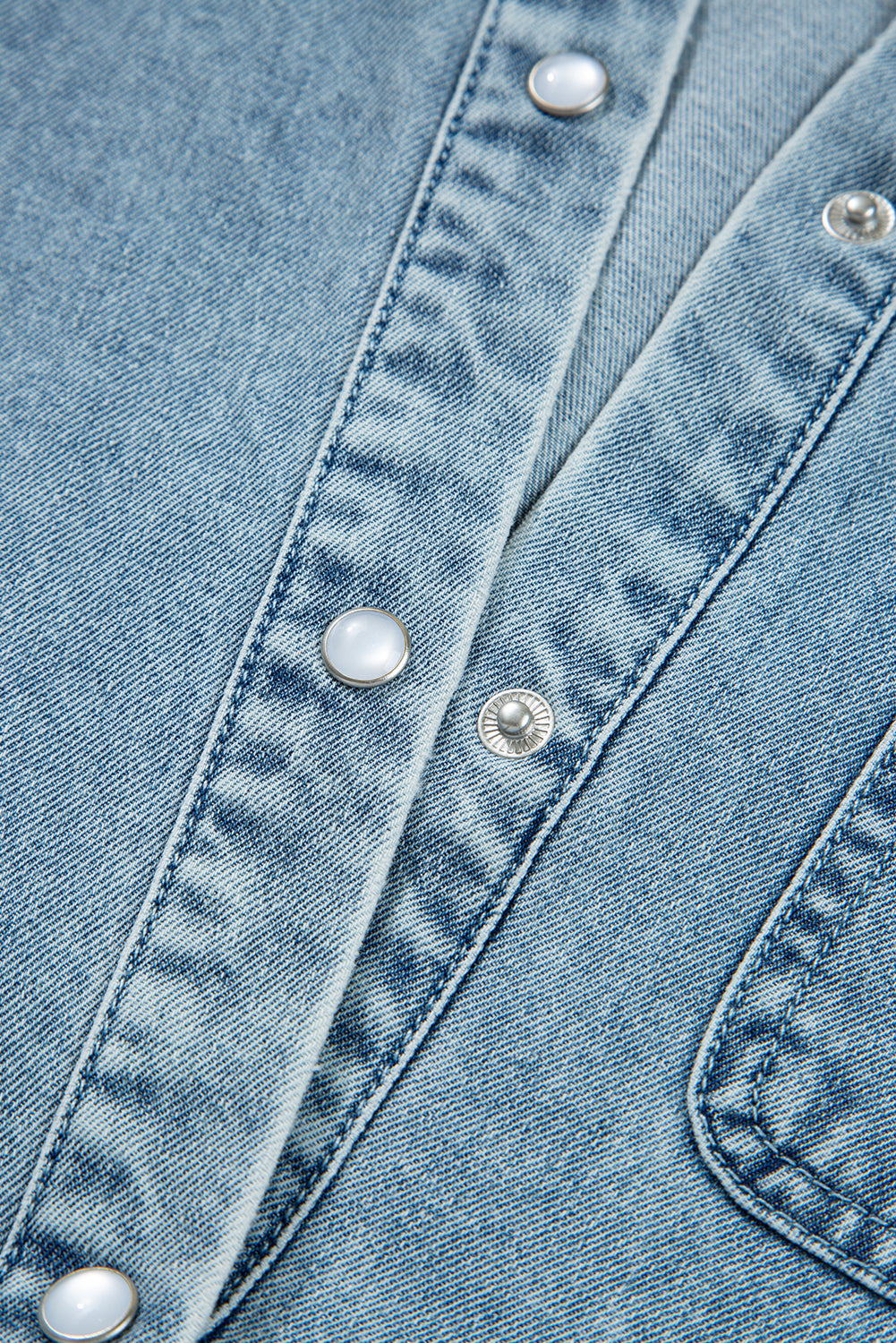 Denim Smocked Cuffs Shirt Mini Dress