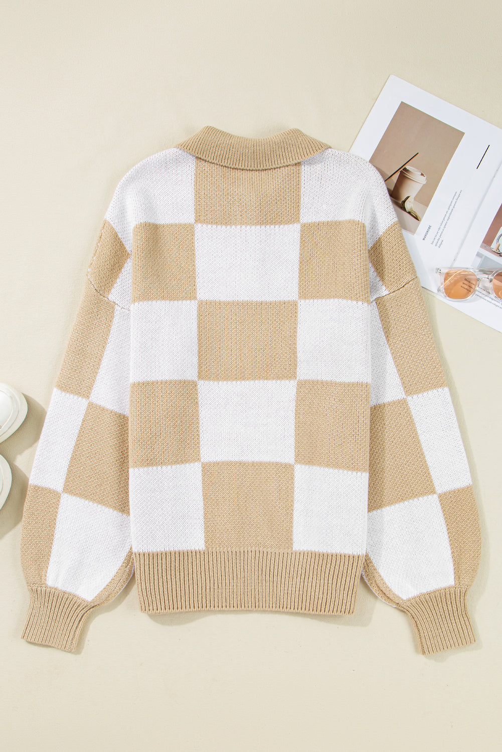Checker Collared Long Sleeve Sweater