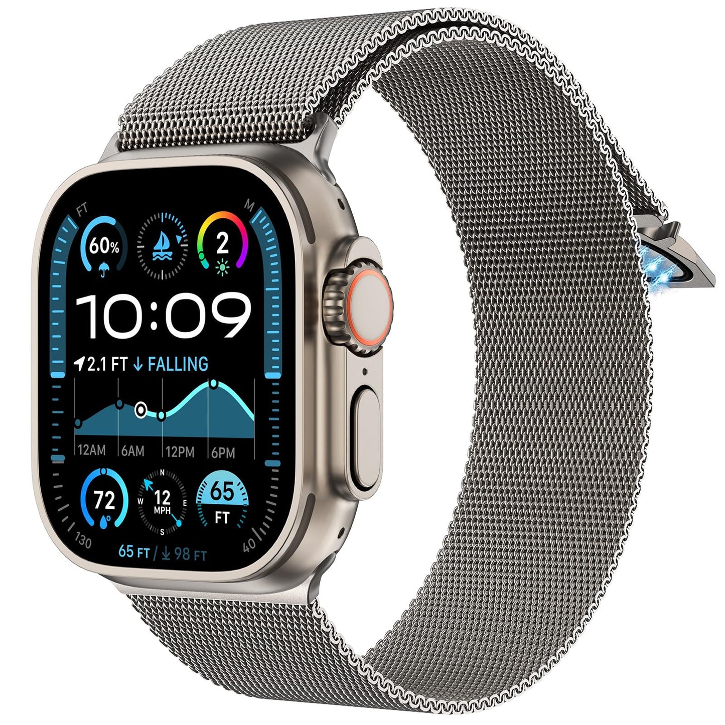 Magnetic Umbrella Buckle Milanese Stainless Steel Strap for Apple Watch