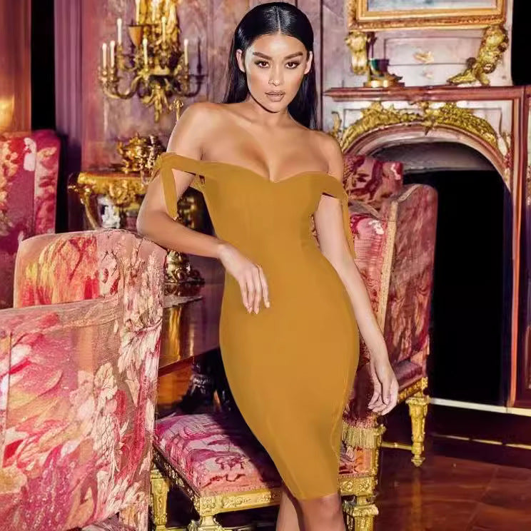 Double Shoulder Strap Bow Slim-fit Hip dress