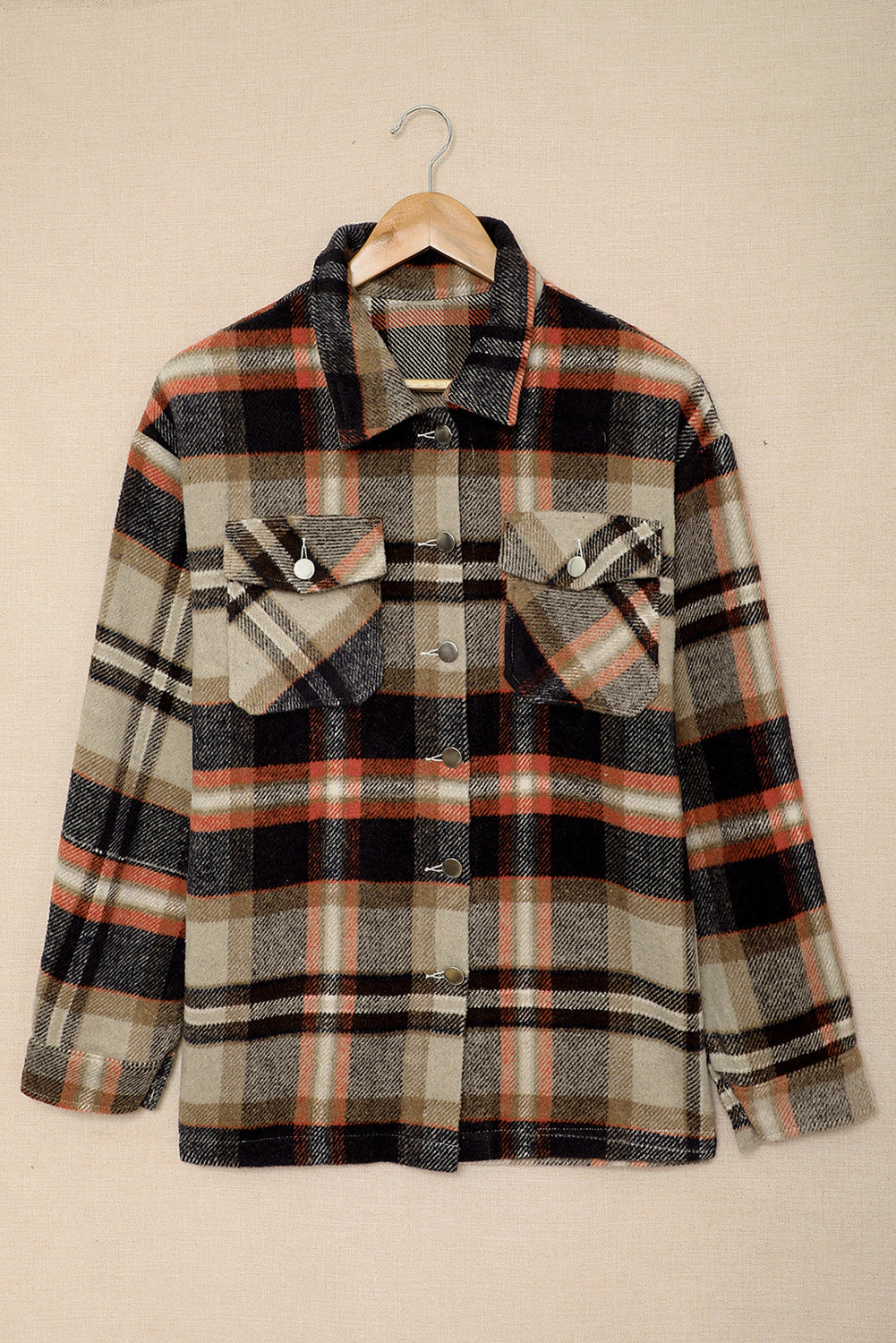Plaid Pocketed Button Front Shacket