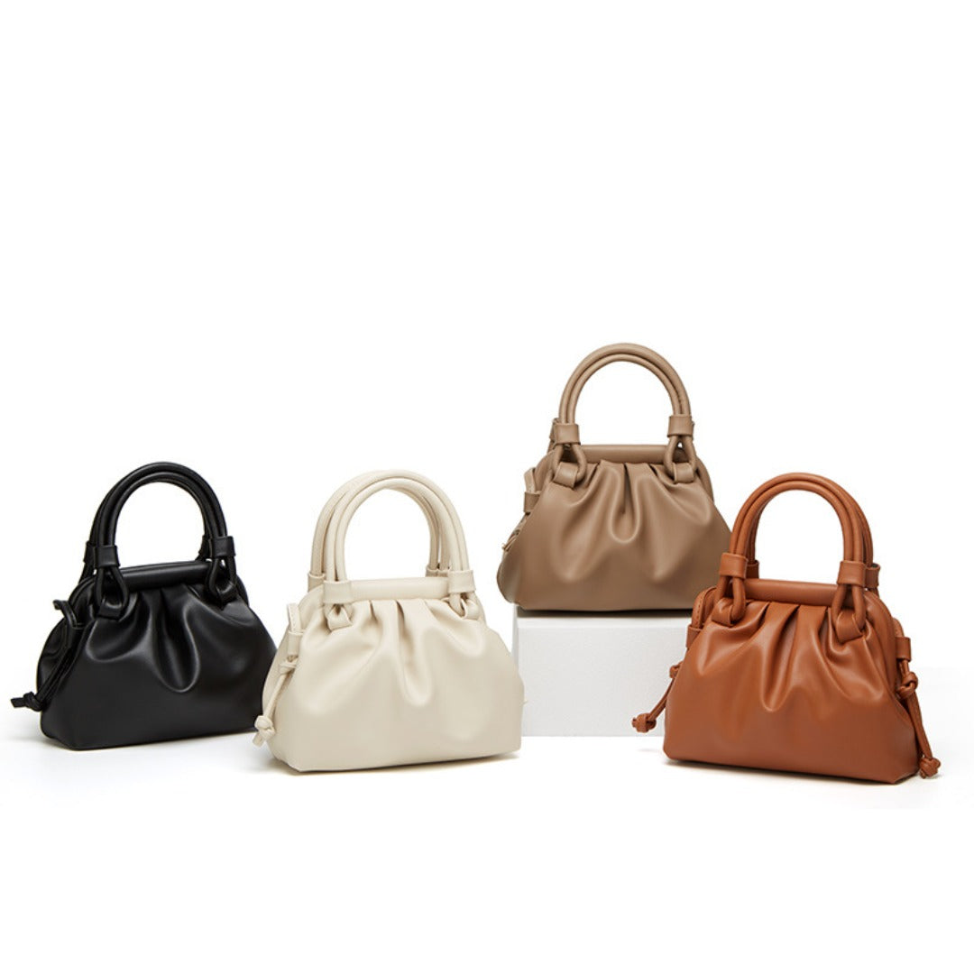 Top handle small purse, small tote purse with crossbody strap, Versatile pleated stylish underarm bag