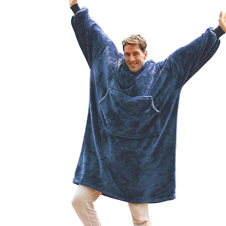 Long Sleeve Hooded Flannel Bathrobe