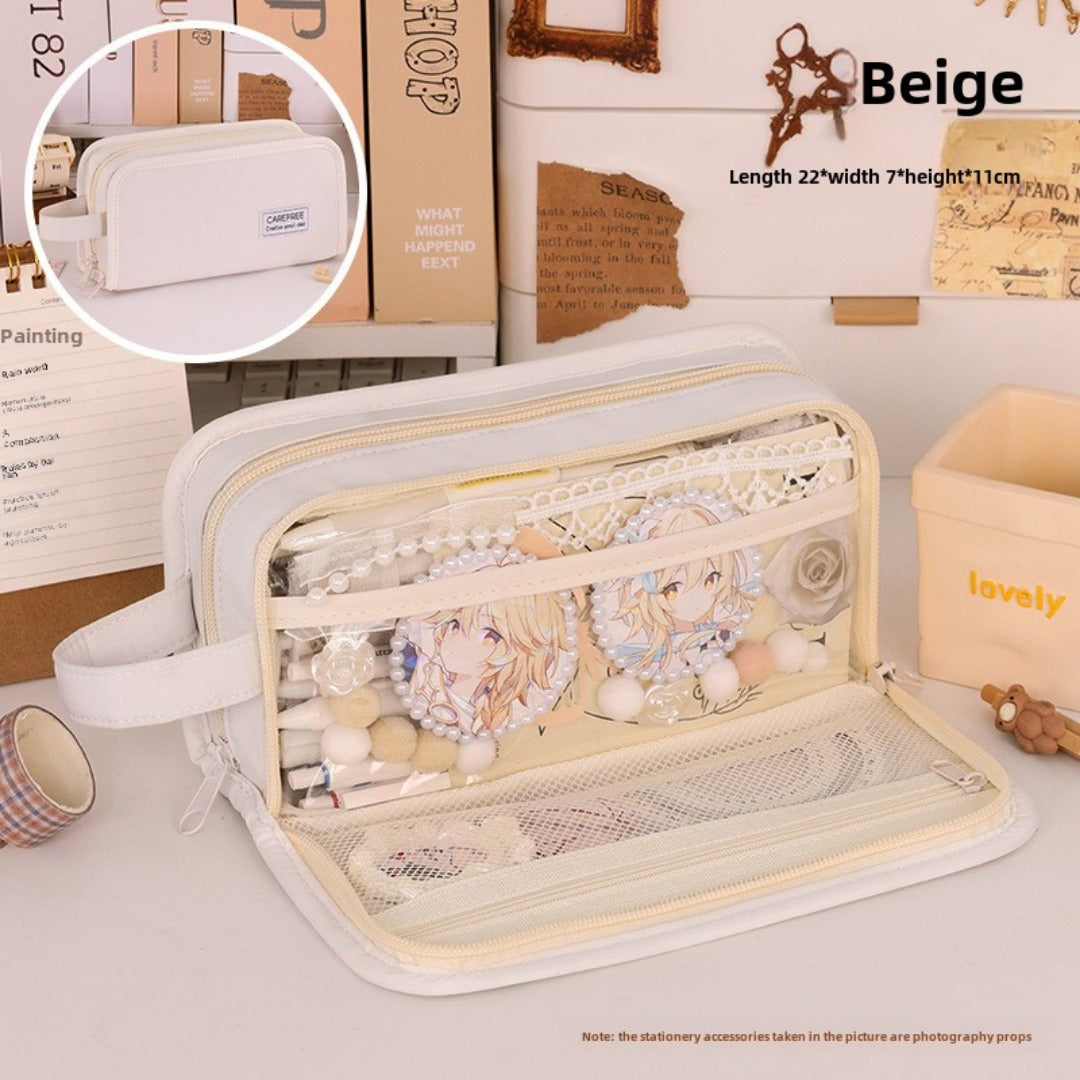 Simple Pencil Case Large Capacity – Dirt-Resistant Transparent Stationery Box for Primary School Students, Ideal Pencil Case