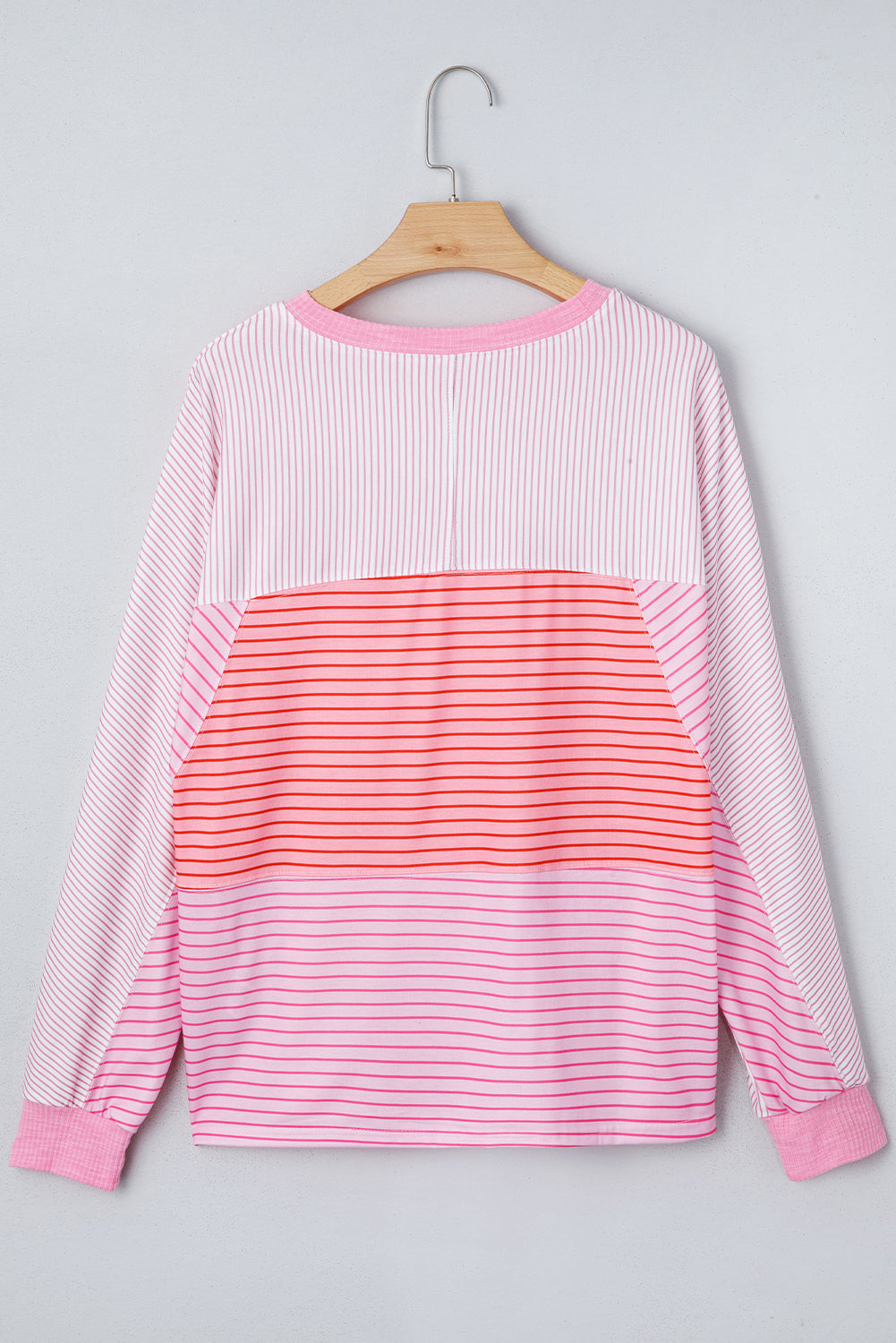 Stripe Colorblock Reverse Seam Long Sleeve Top