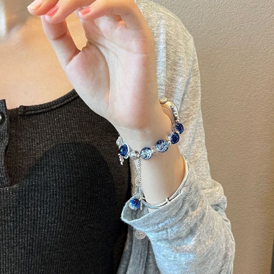 Blue Star Diamond Butterfly Chic Tweed Women's Watch Strap for Apple Watch