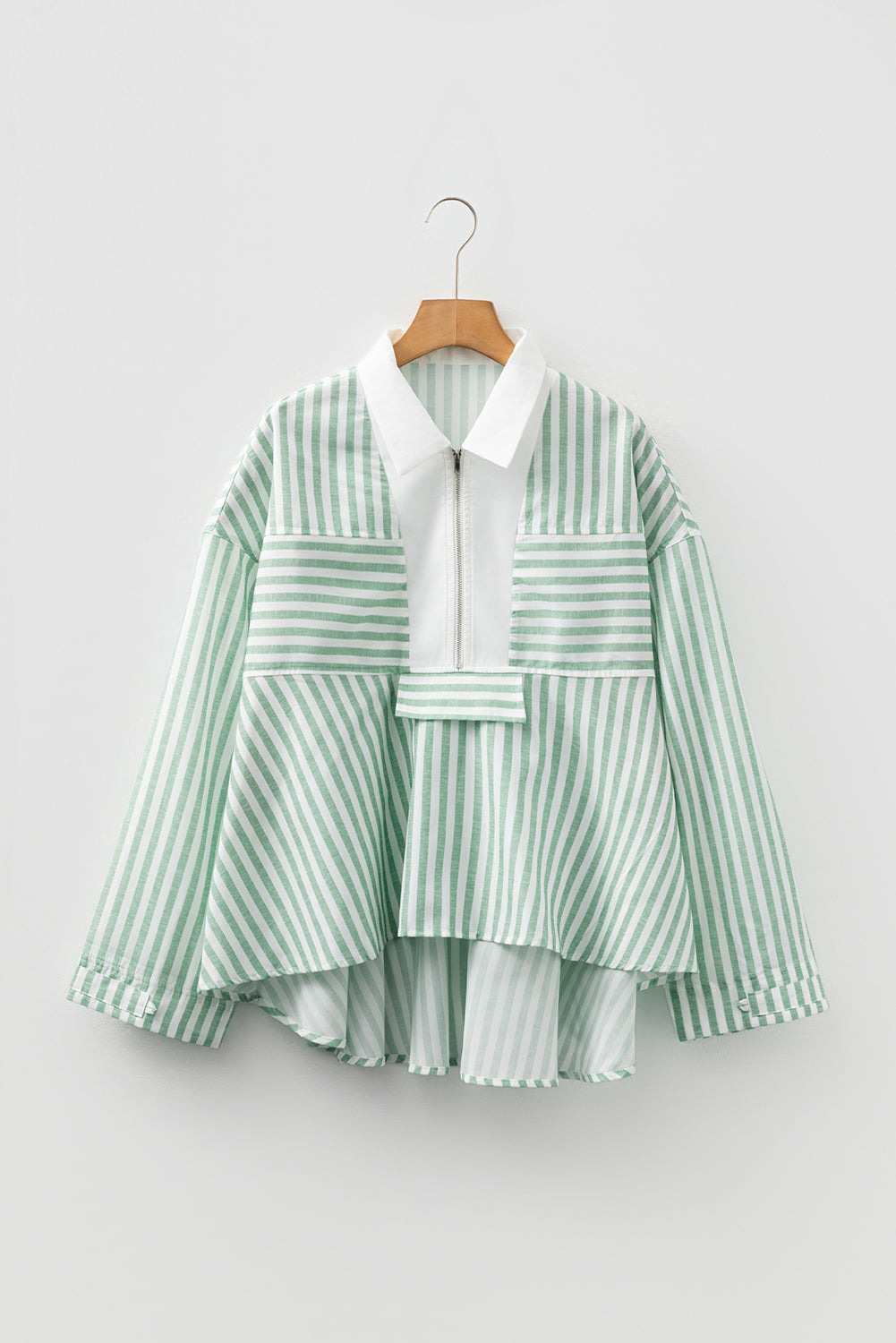 Stripe Half-Zip Long Sleeve Top