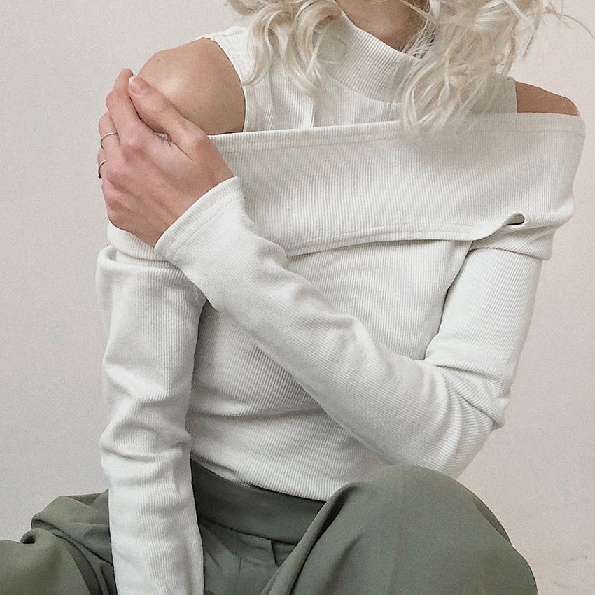 Strapless Solid Color Sexy T-shirt for Girl and Women - # GIAA23510013