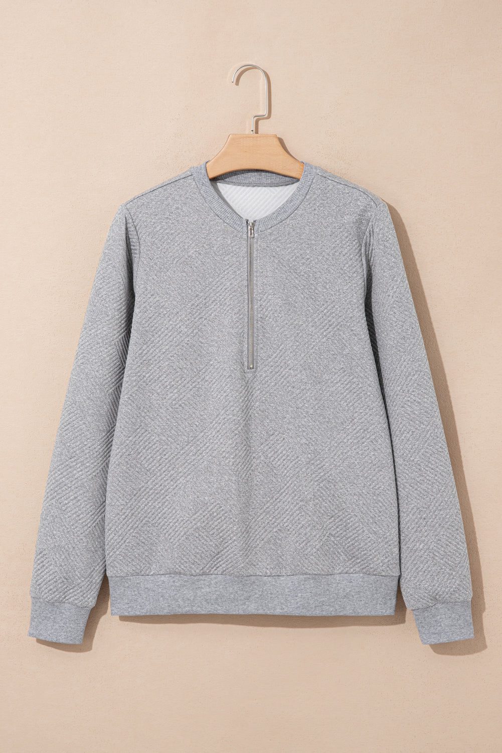 Textured Half-Zip Long Sleeve Sweatshirt