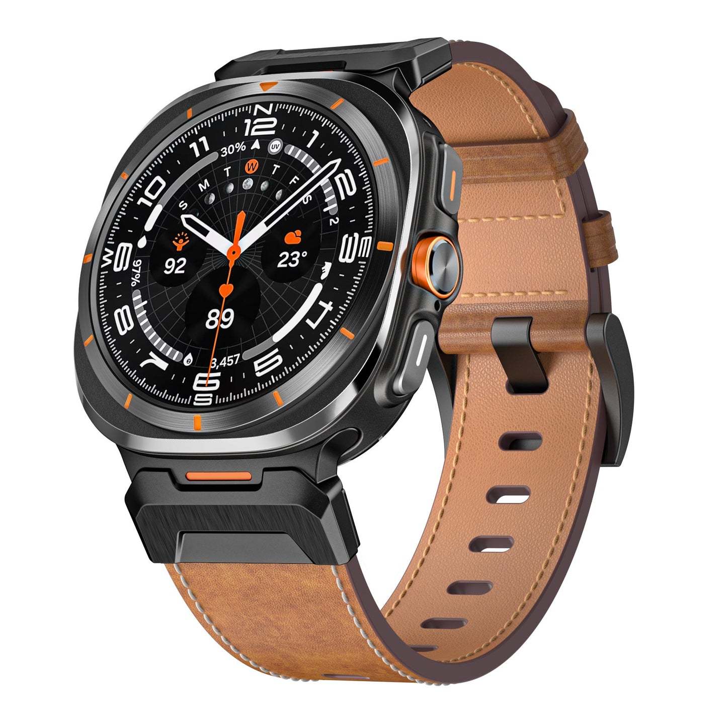 Mecha Bezel Leather Strap for Galaxy Watch 20mm