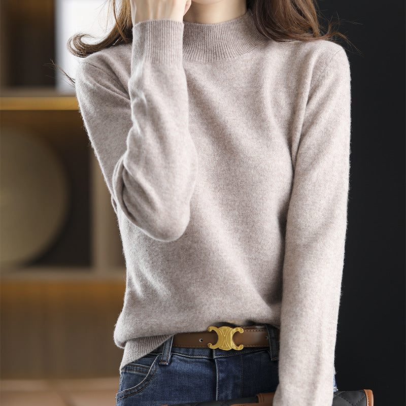 Half-neck knitted sweater, loose-fitting top