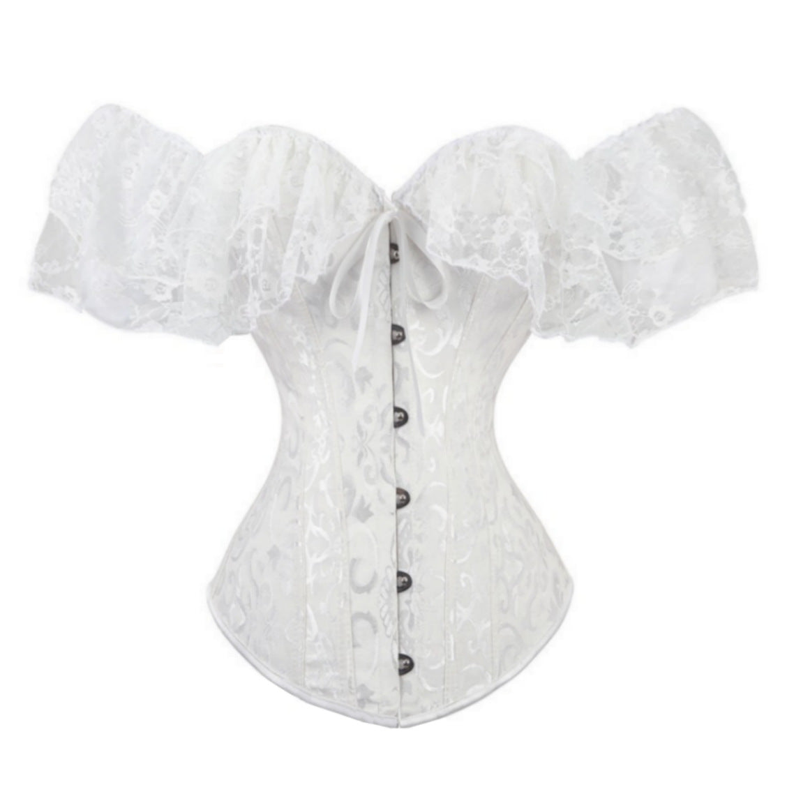 Court dress corset with lace trim