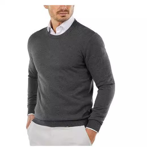 Men's Crewneck Knit Sweater Slim Fit Long Sleeve