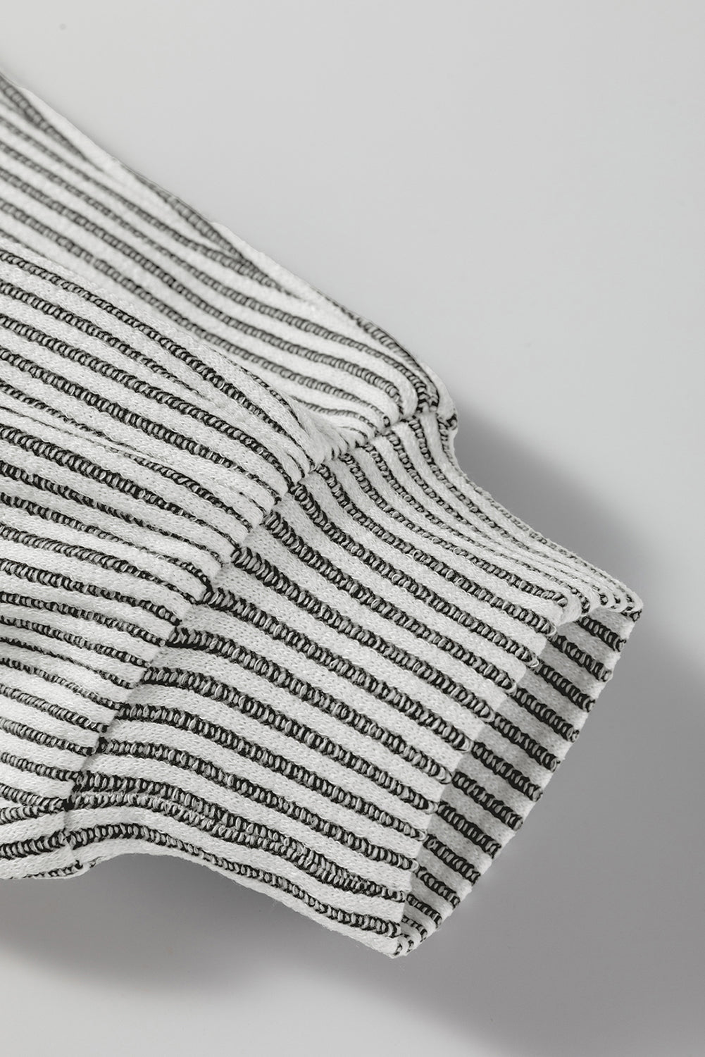 Ribbed Knit Crewneck Long Lantern Sleeve Top