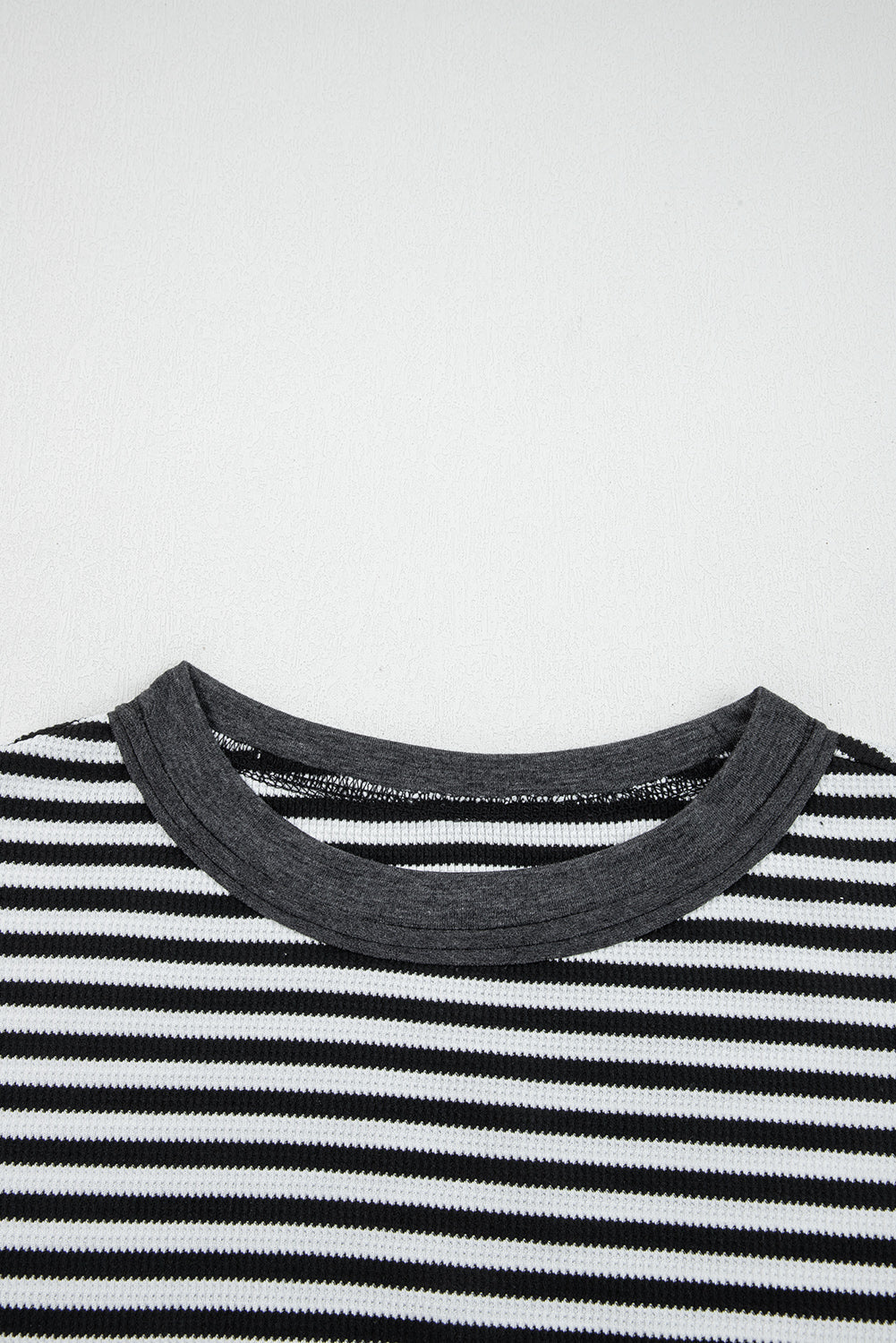 Stripe Thermal Knit Drop Shoulder Top
