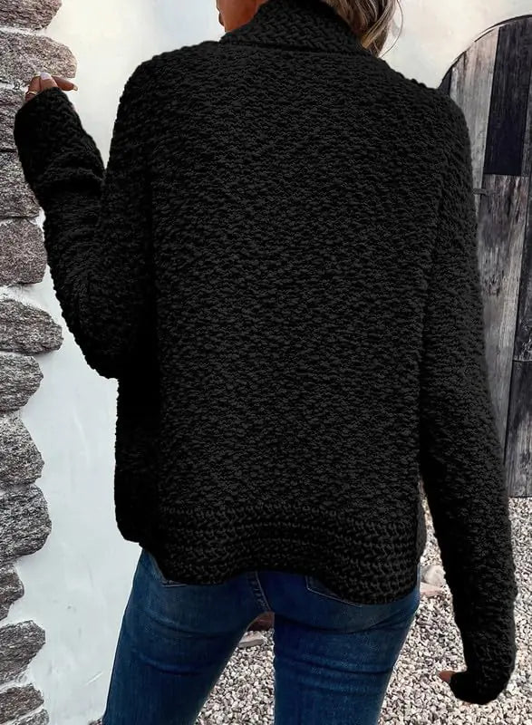 Dokotoo Women's 2024 Fashion Casual Open Front Long Sleeve Chunky Knit Cardigans Sweaters Outerwear Coats X-Large Black - # GIAA23210001