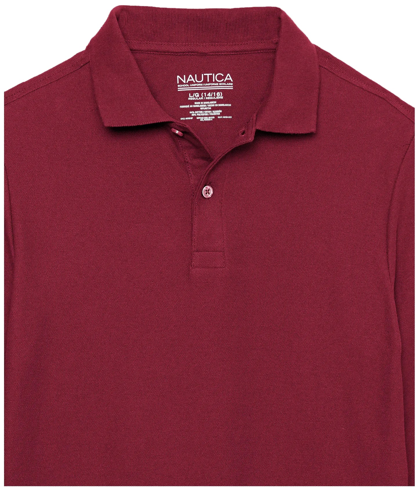 Nautica Boys' School Uniform Long Sleeve Polo Shirt, Button Closure, Comfortable, Breathable Fabric 6 Burgundy - # BOAA1150001