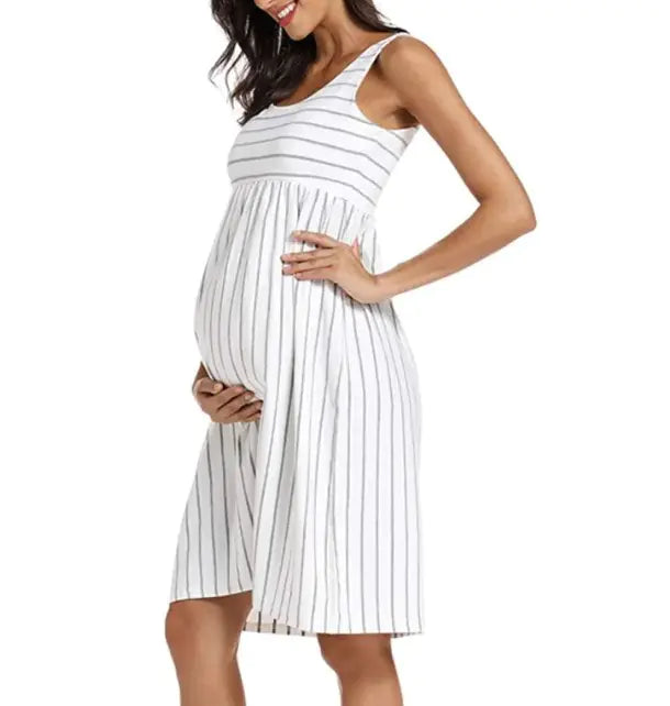 Striped Maternity Dress - # BAGE211510118-PRG