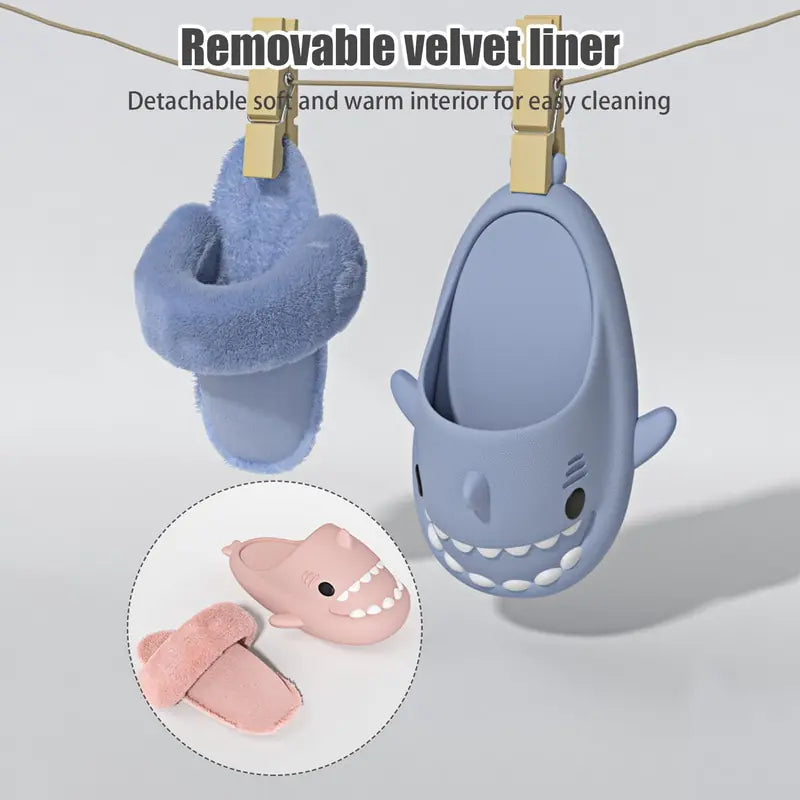 Winter Plush Shark Slippers - # BOAA73410008