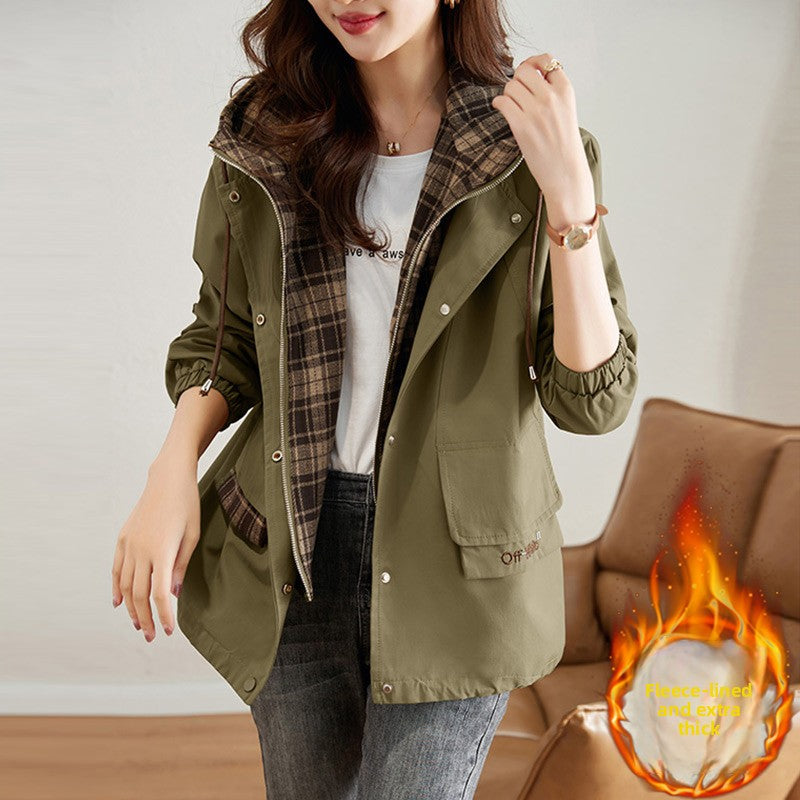 Mid-Length Fleece-Lined Casual Coat for Women