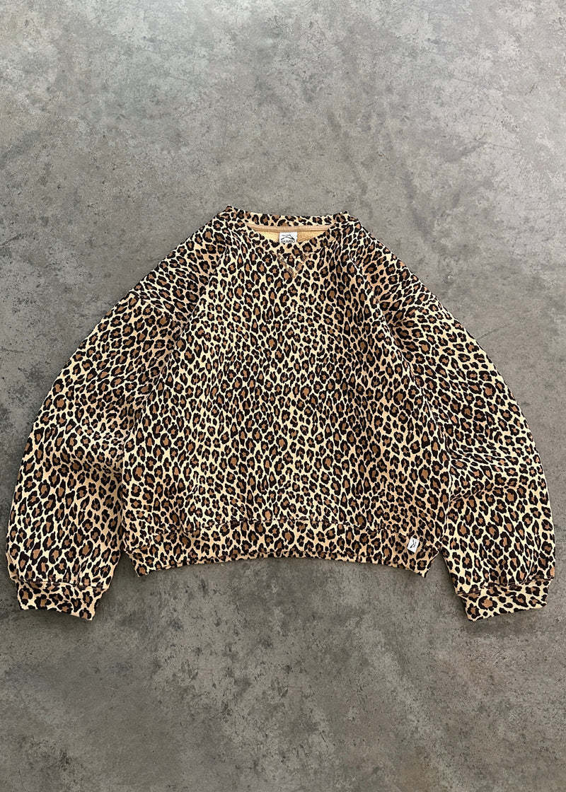 Retro leopard print hooded sweatshirt