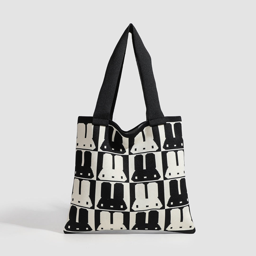 Rabbit tote bag women, autumn and winter simple fashion handbag, versatile commuter shoulder underarm bag