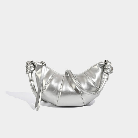 Small crossbody croissant bag, spring and summer girls casual simple solid color crossbody bag, daily commuting small shoulder bag