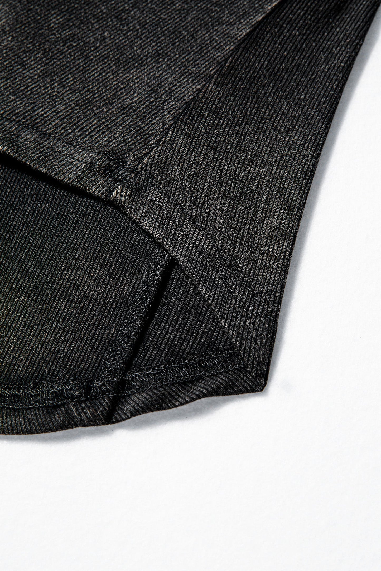 Solid Ribbed Knit Buttoned Long Sleeve Top