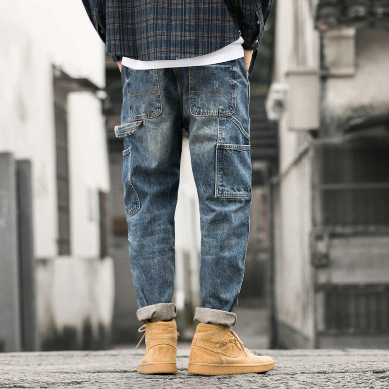 Seam-stitched workwear jeans