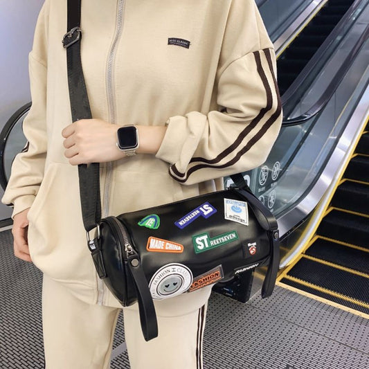 Small crossbody bag men's, men's small bag, men's cylindrical shoulder bag