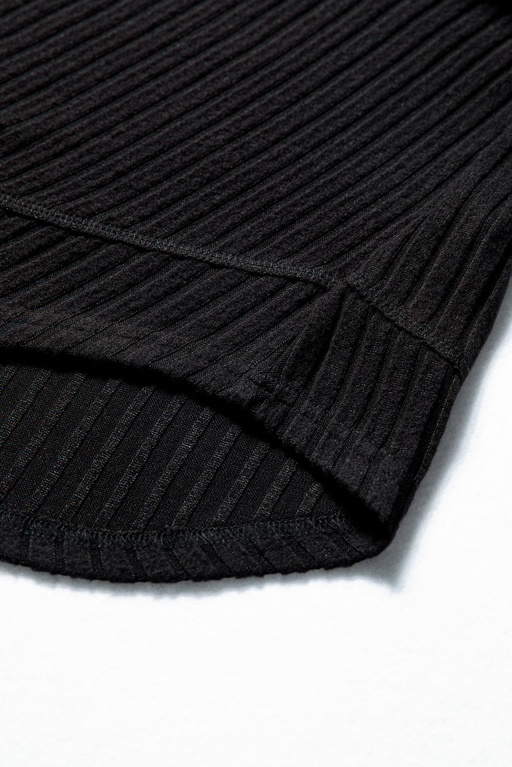 Solid Ribbed Knit Textured Round Neck Top