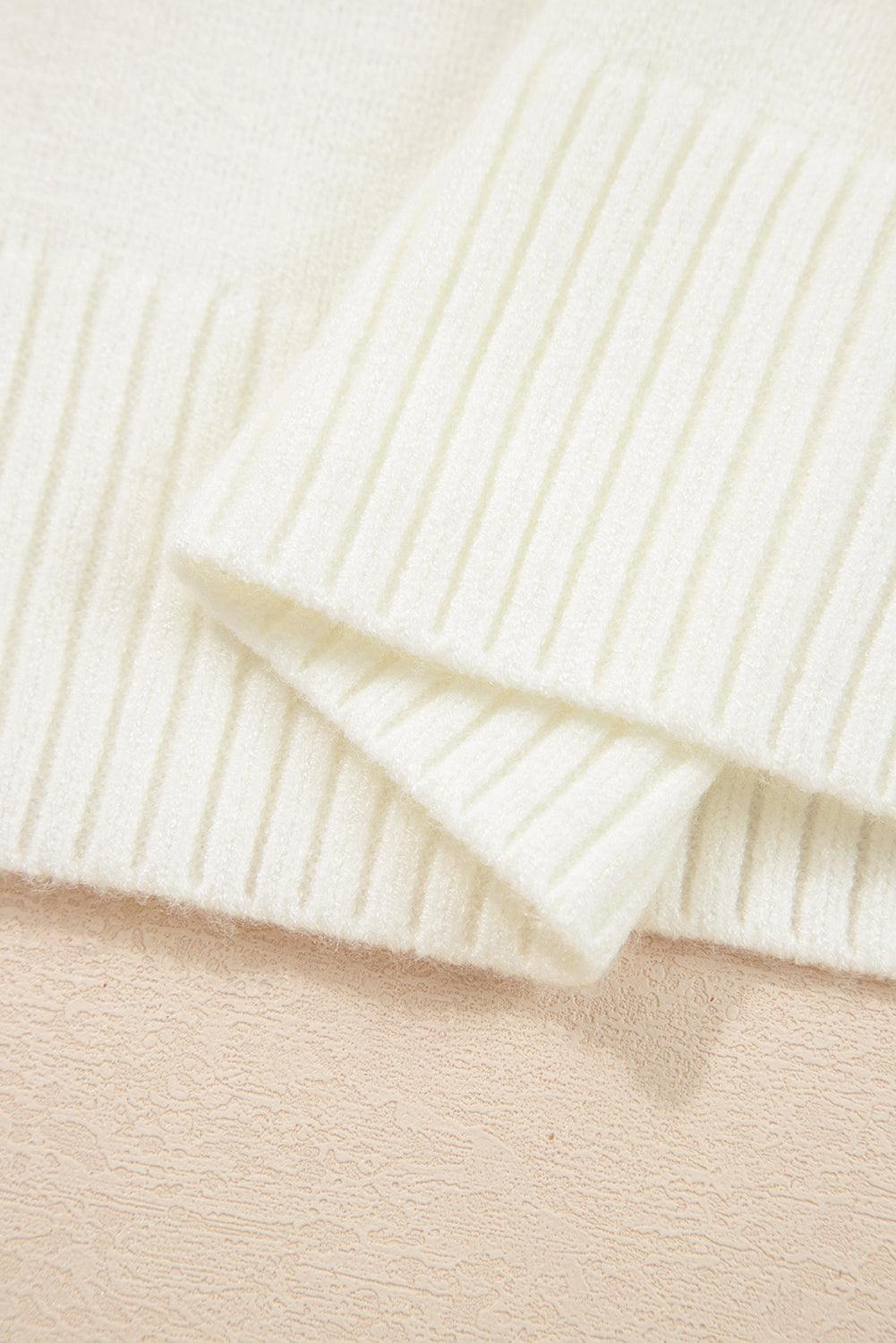 Embroidered Flower Ribbed Loose Sweater