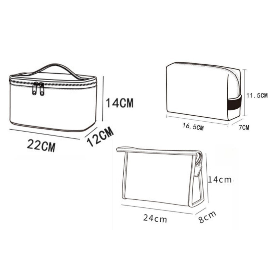 Makeup bags set,Large capacity gym cosmetic bag, PU waterproof cosmetic storage bag, 3pcs a set, makeup bag organizer for College Dorm Camp Gym