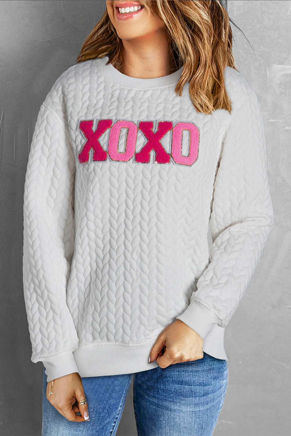 Christmas Merry And Bright Cable Knit Pullover Sweatshirt