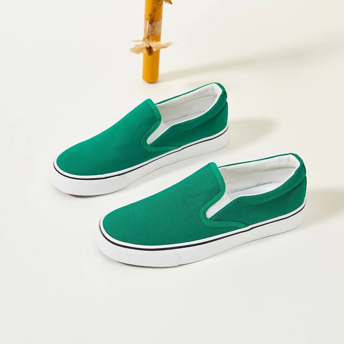 Women's Slip on Shoes Canvas Sneakers Loafers Non Slip Shoes Low Top Casual Shoes 9.5 Dark Green - # GIAA73710012