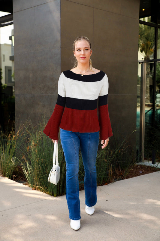 Off Shoulder Ribbed Knit Sweater