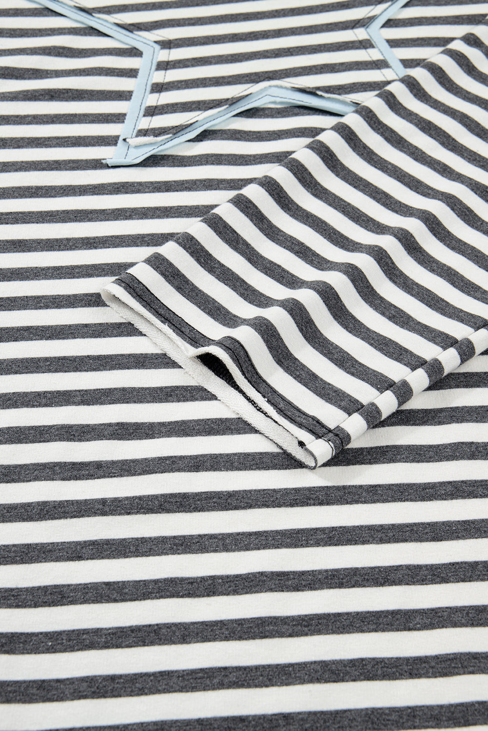 Plus Size Stripe Star Stitch Long Sleeve Top