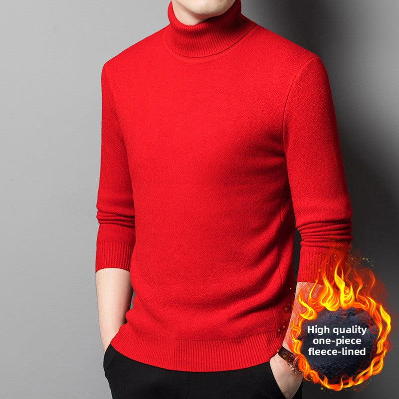 Men's Fleece-Lined Acrylic Turtleneck Sweater