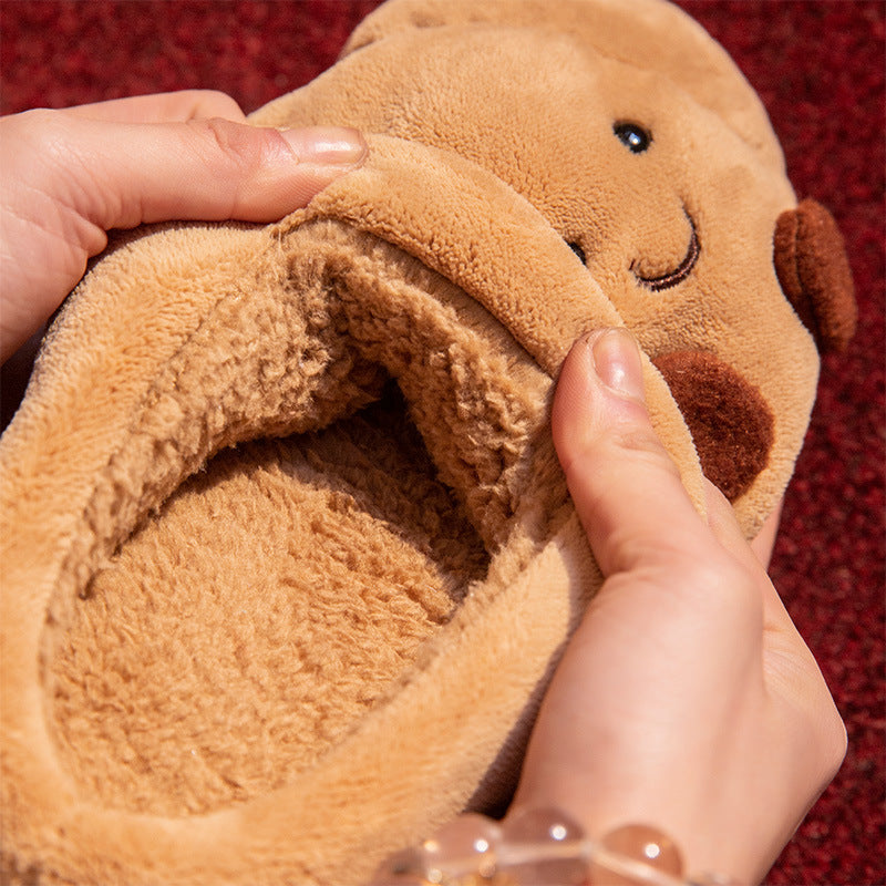 Sturdy anti-slip cute plush slippers
