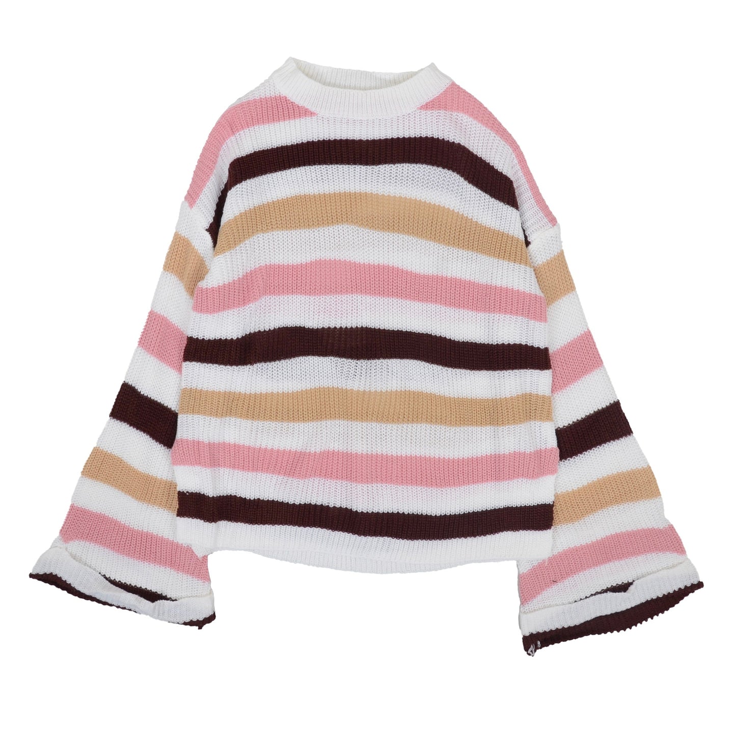 Striped Bell Sleeve Light Sweater