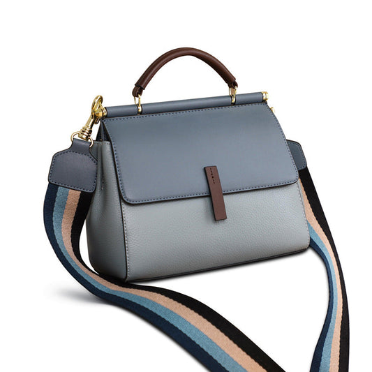 Cowhide leather tote bag shoulder purse leather crossbody strap 8853