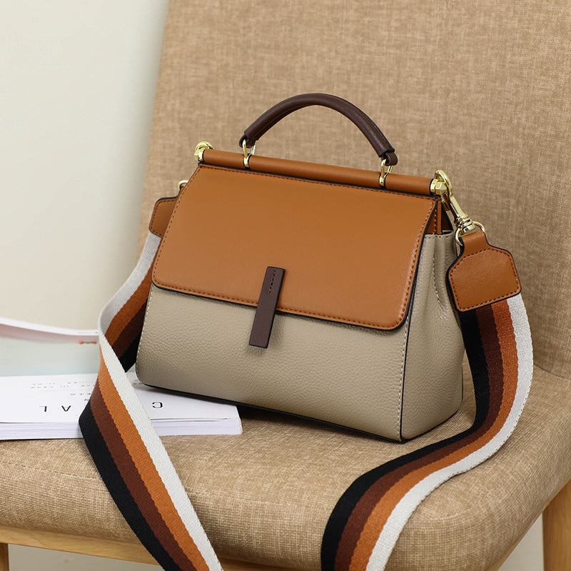 Cowhide leather tote bag shoulder purse leather crossbody strap 8853